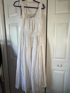 Elie Tahari White Eyelet Maxi Dress